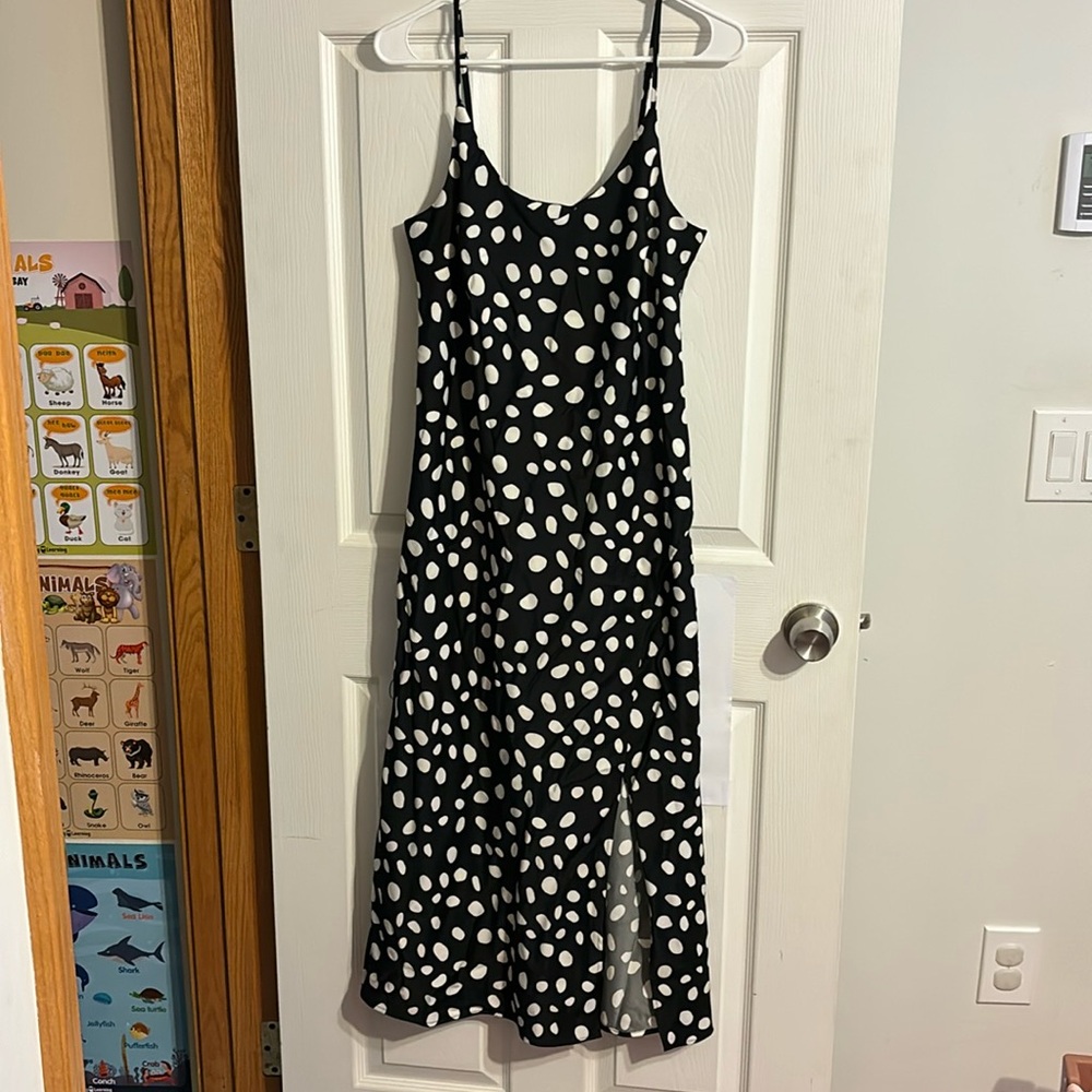 Satin Polka Dot Maxi Dress
